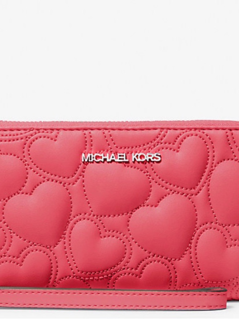 Michael Kors Coral Pink Quilted Heart Wristlet